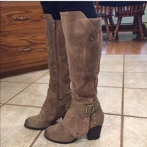 Tall Taupe Suede Boots Fergie Free People Boho